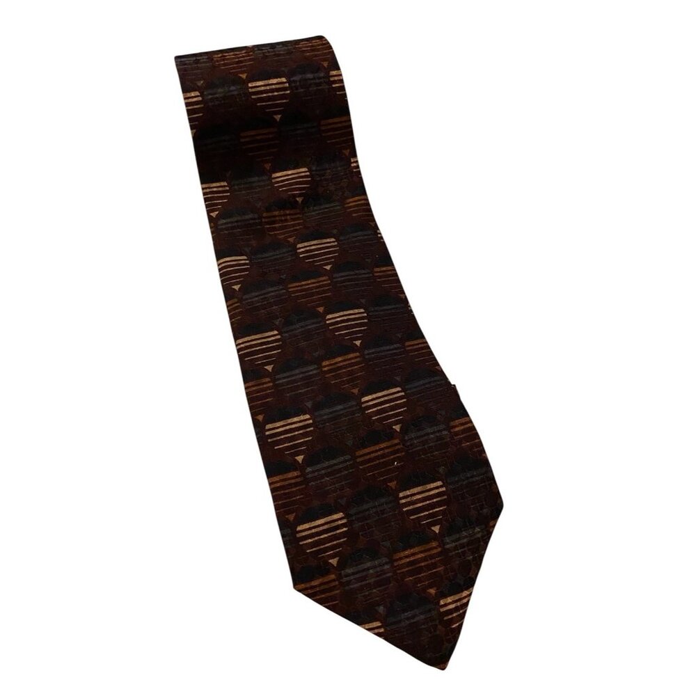 Vtg J.Z. Richards Necktie Foulard  Blue Brown Tan Balloons 100% Silk The Hound